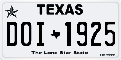 TX license plate DOI1925