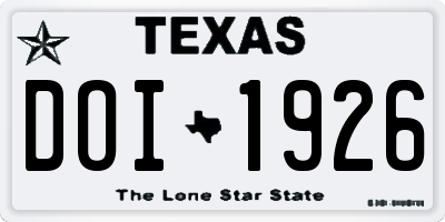 TX license plate DOI1926