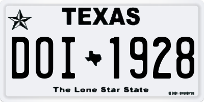 TX license plate DOI1928