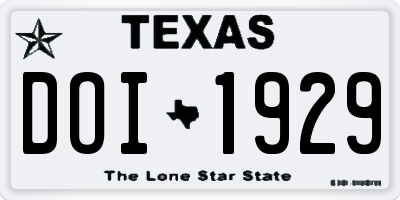 TX license plate DOI1929
