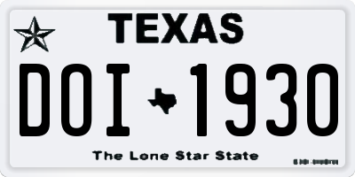 TX license plate DOI1930