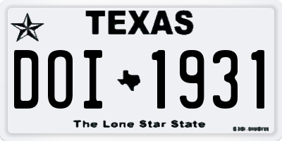 TX license plate DOI1931