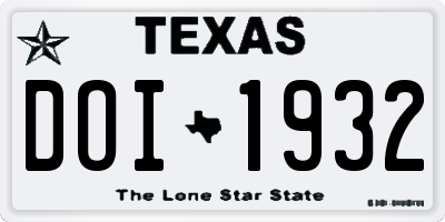 TX license plate DOI1932