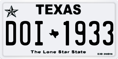 TX license plate DOI1933