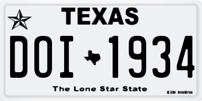 TX license plate DOI1934