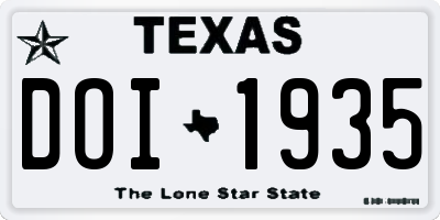 TX license plate DOI1935