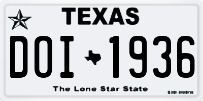 TX license plate DOI1936