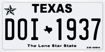 TX license plate DOI1937