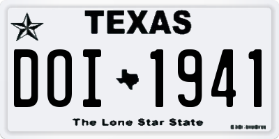 TX license plate DOI1941