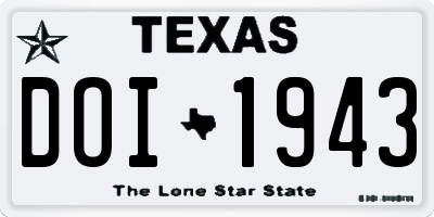 TX license plate DOI1943