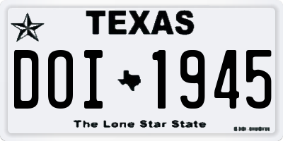 TX license plate DOI1945