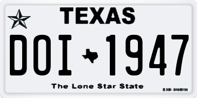 TX license plate DOI1947