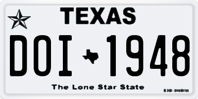 TX license plate DOI1948