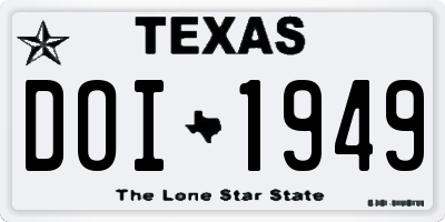 TX license plate DOI1949