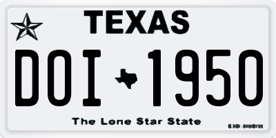 TX license plate DOI1950