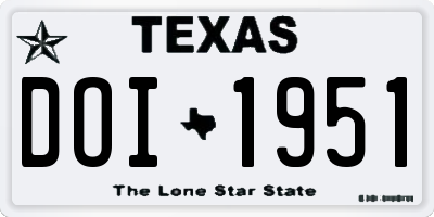 TX license plate DOI1951