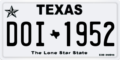 TX license plate DOI1952