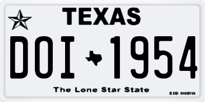 TX license plate DOI1954