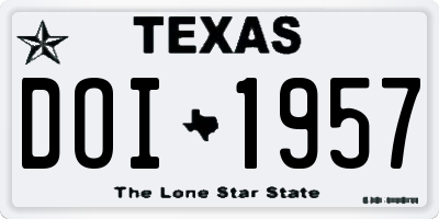 TX license plate DOI1957