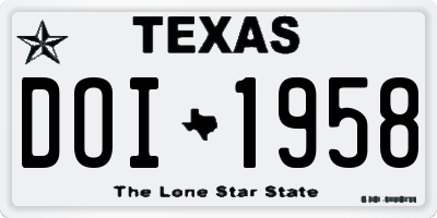 TX license plate DOI1958