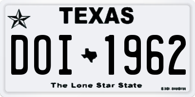 TX license plate DOI1962