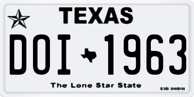 TX license plate DOI1963