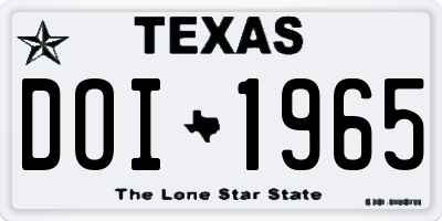 TX license plate DOI1965