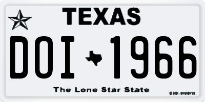 TX license plate DOI1966