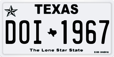 TX license plate DOI1967
