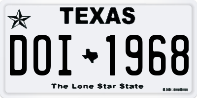 TX license plate DOI1968