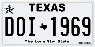 TX license plate DOI1969