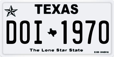 TX license plate DOI1970