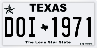 TX license plate DOI1971