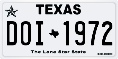 TX license plate DOI1972