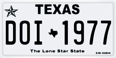 TX license plate DOI1977
