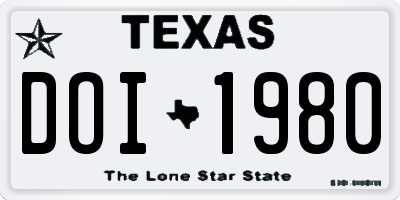TX license plate DOI1980