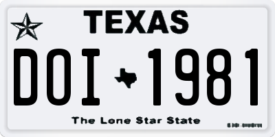 TX license plate DOI1981
