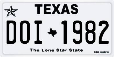 TX license plate DOI1982