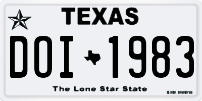 TX license plate DOI1983