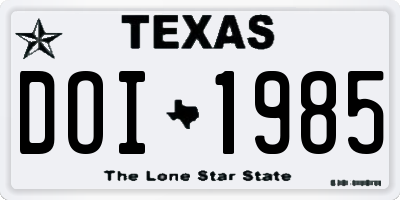 TX license plate DOI1985