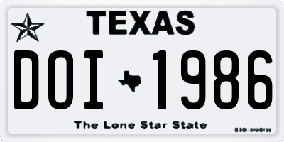 TX license plate DOI1986