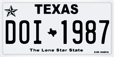 TX license plate DOI1987