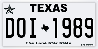 TX license plate DOI1989