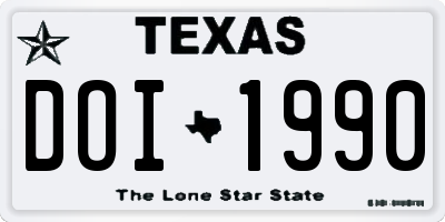 TX license plate DOI1990