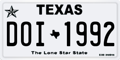 TX license plate DOI1992