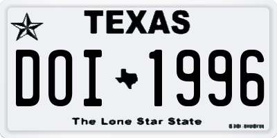 TX license plate DOI1996