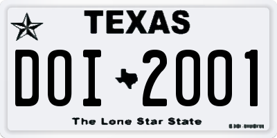 TX license plate DOI2001
