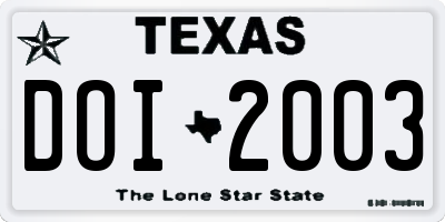 TX license plate DOI2003