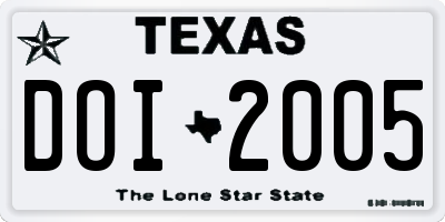 TX license plate DOI2005