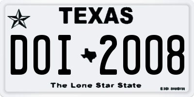 TX license plate DOI2008